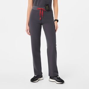 Figs Women's Gray Pants with Red Drawstring